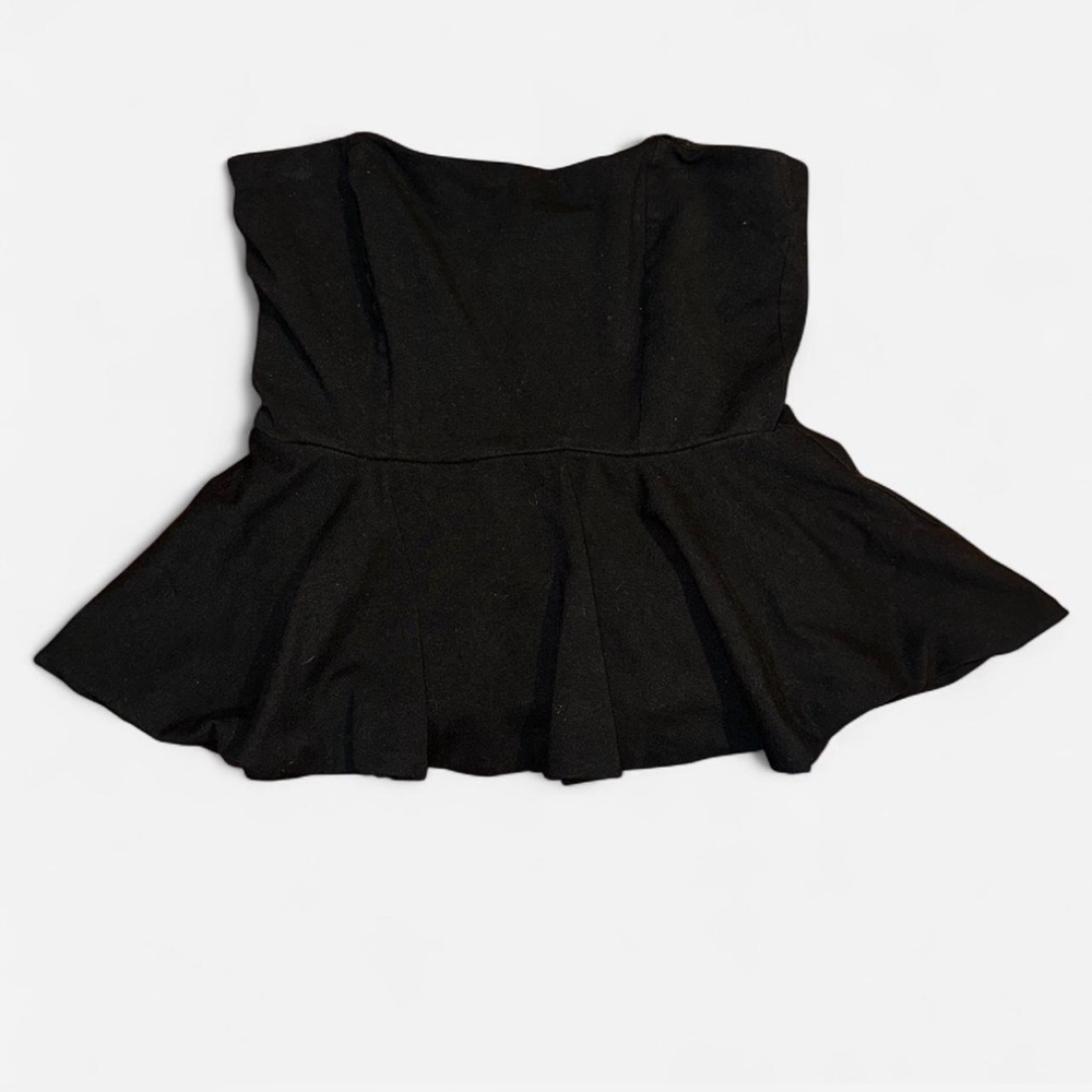 ZARA STRAPLESS PLEATED PEPLUM TOP